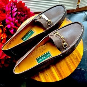 New Cole Haan Brown Leather Bit Loafers w/ Gold Hardware, Retails for $200